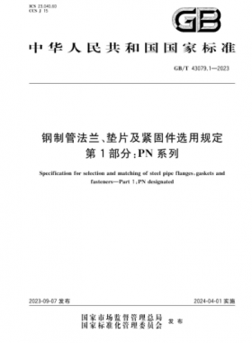 鋼制管法蘭、墊片及緊固件選用規(guī)定 第1部分：PN系列國標/T 43079.1-2023