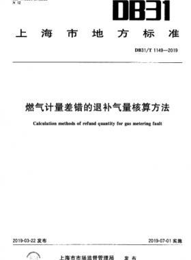 燃?xì)庥嬃坎铄e的退補氣量核算方法DB31∕T 1149-2019