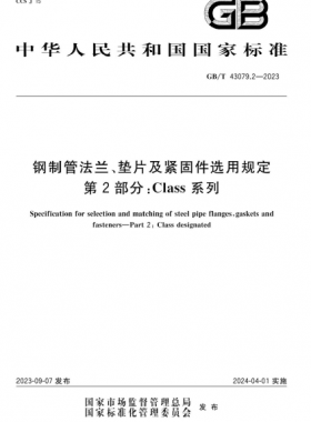 鋼制管法蘭、墊片及緊固件選用規(guī)定 第2部分：Class系列國標/T 43079.2-2023
